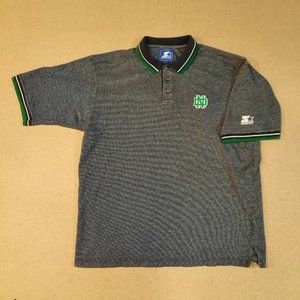 Starter UND North Dakota Fighting Sioux Hockey Polo Shirt Mens XL Grey VINTAGE